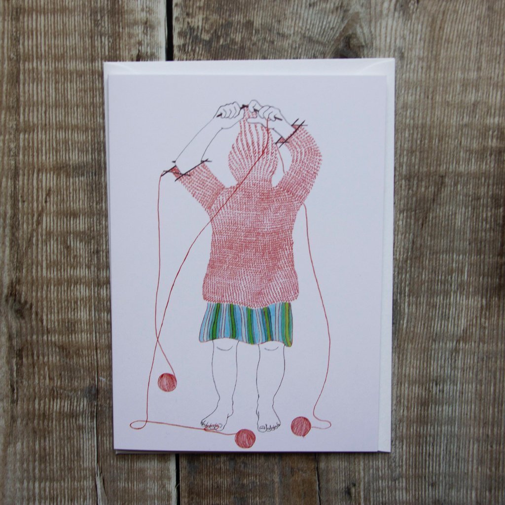 Aleks Bryd Knitster Girl Turtleneck Greeting Card - The Needle Store