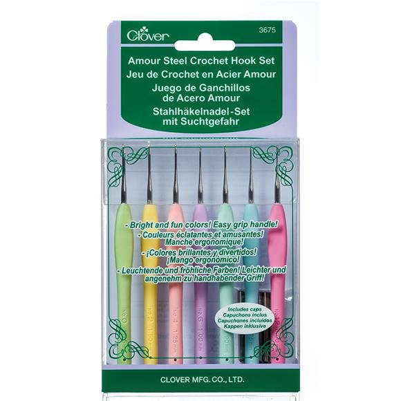 Clover Amour Crochet Hook Set of 7 (0.60mm - 1.75mm) - The Needle Store