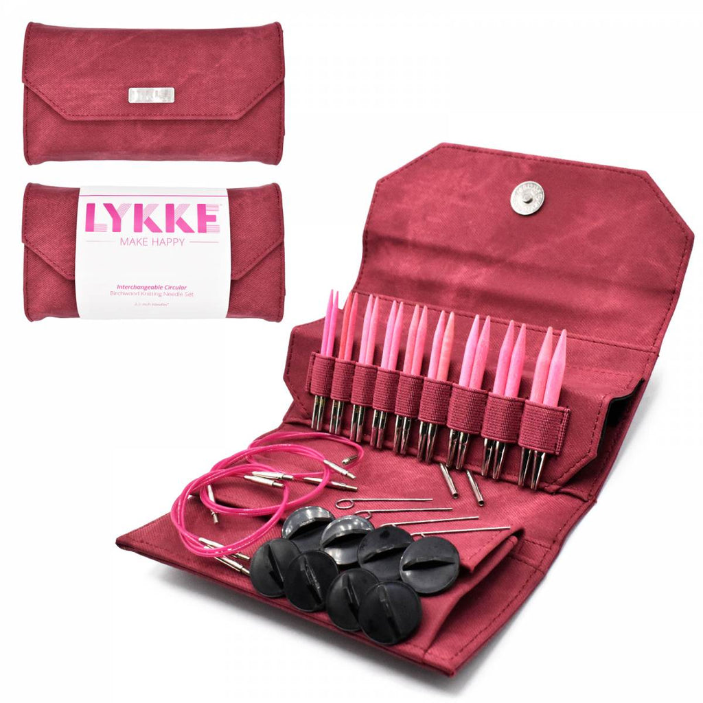 LYKKE Blush 9cm (3.5") Interchangeable Needle Set - Crimson Denim Case - The Needle Store