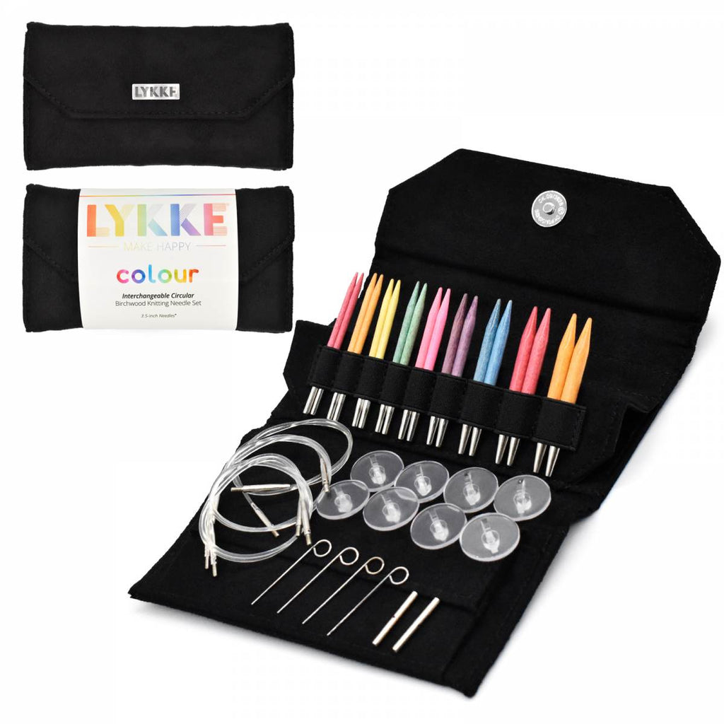 LYKKE Colour 9cm (3.5") Interchangeable Needle Set - Black Vegan Suede Case - The Needle Store