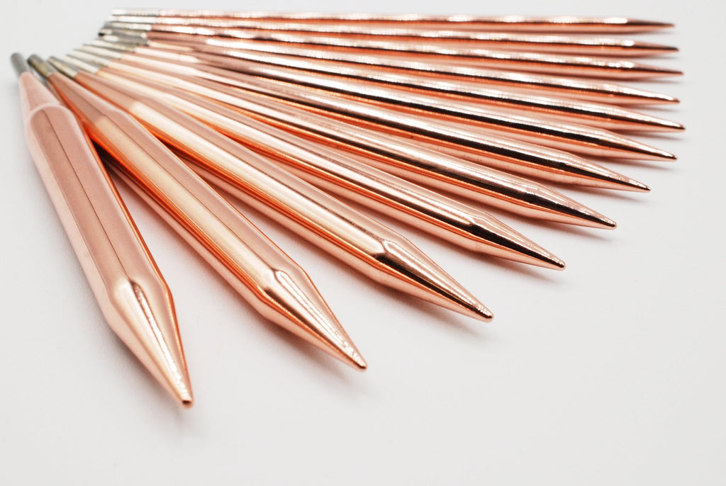 LYKKE Cypra 13cm (5") Copper Interchangeable Needle Set - Brown Vegan Suede - The Needle Store