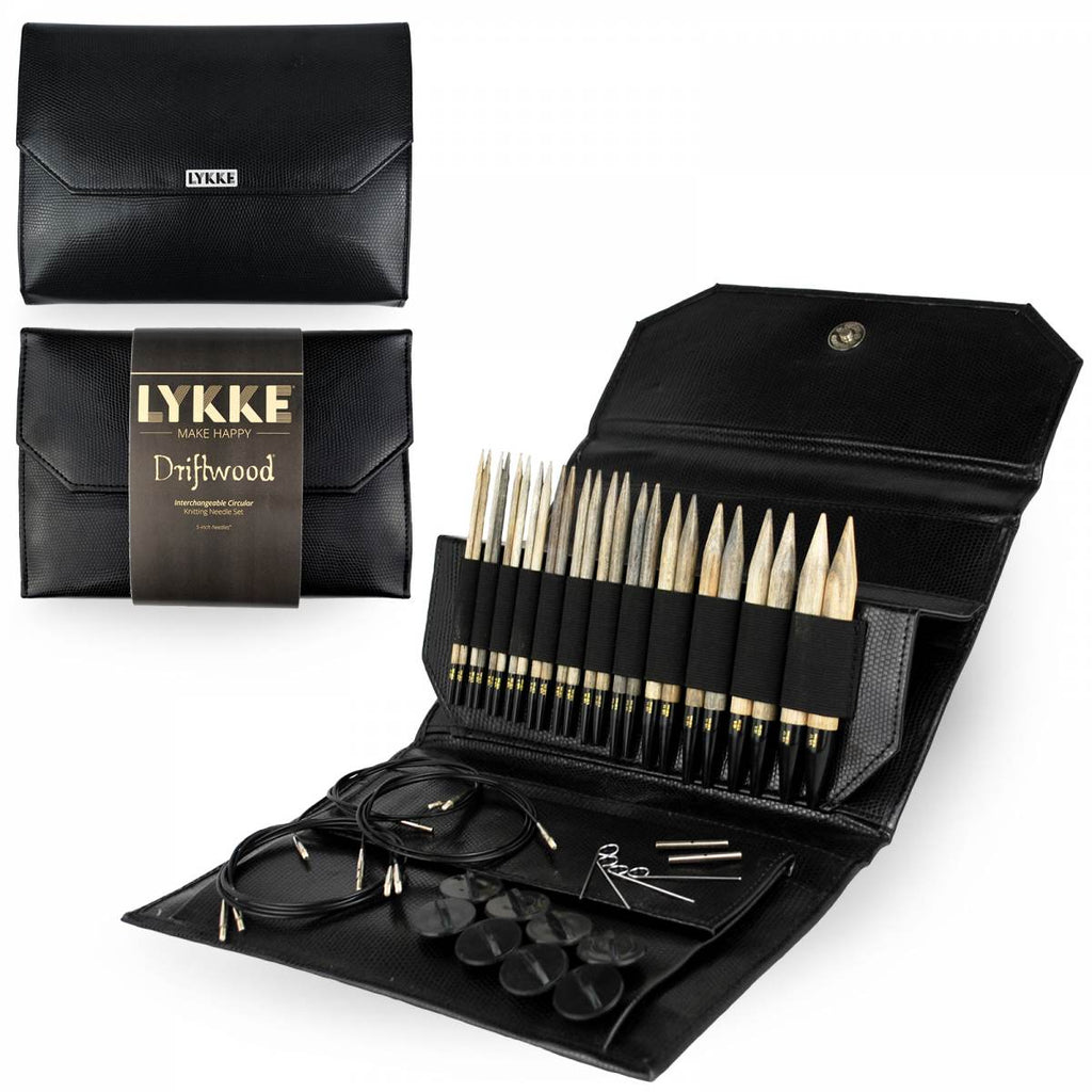 LYKKE Driftwood 13cm (5") Interchangeable Needle Set - Faux Leather - The Needle Store