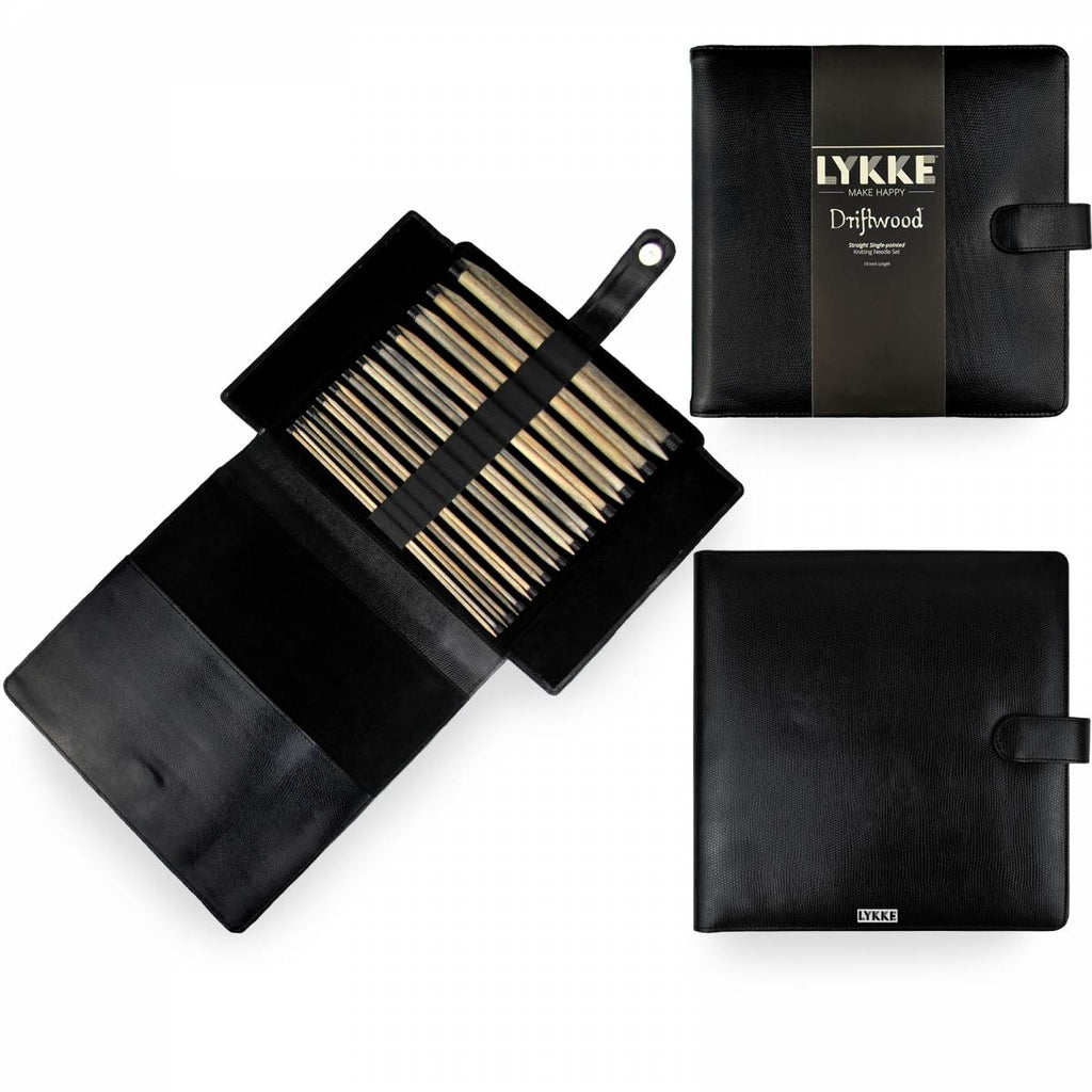 LYKKE Driftwood 25cm (10") Straight Needle Set (Faux Leather Case) - The Needle Store