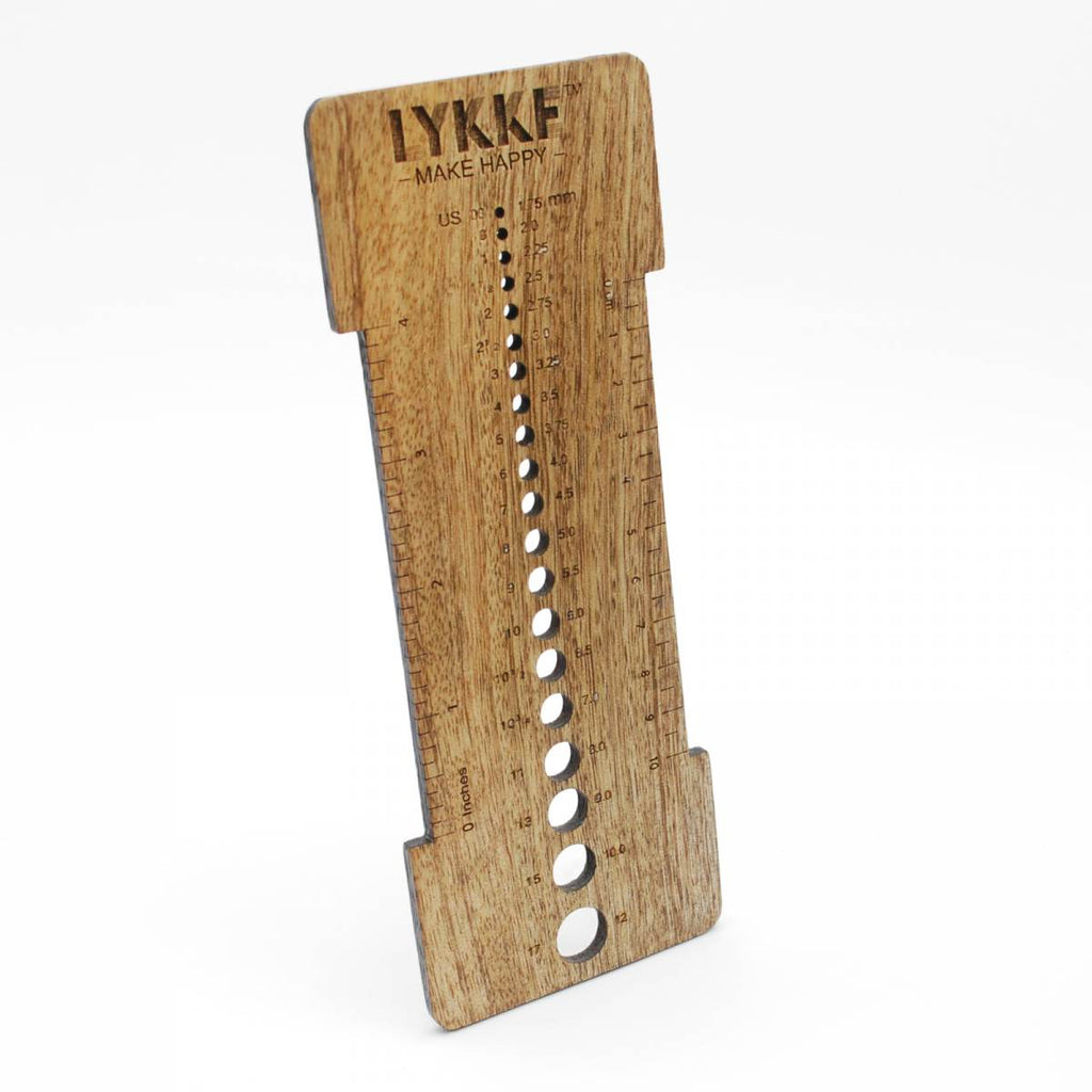 LYKKE Needle Sizer and Gauge Tool - Mango Wood - The Needle Store