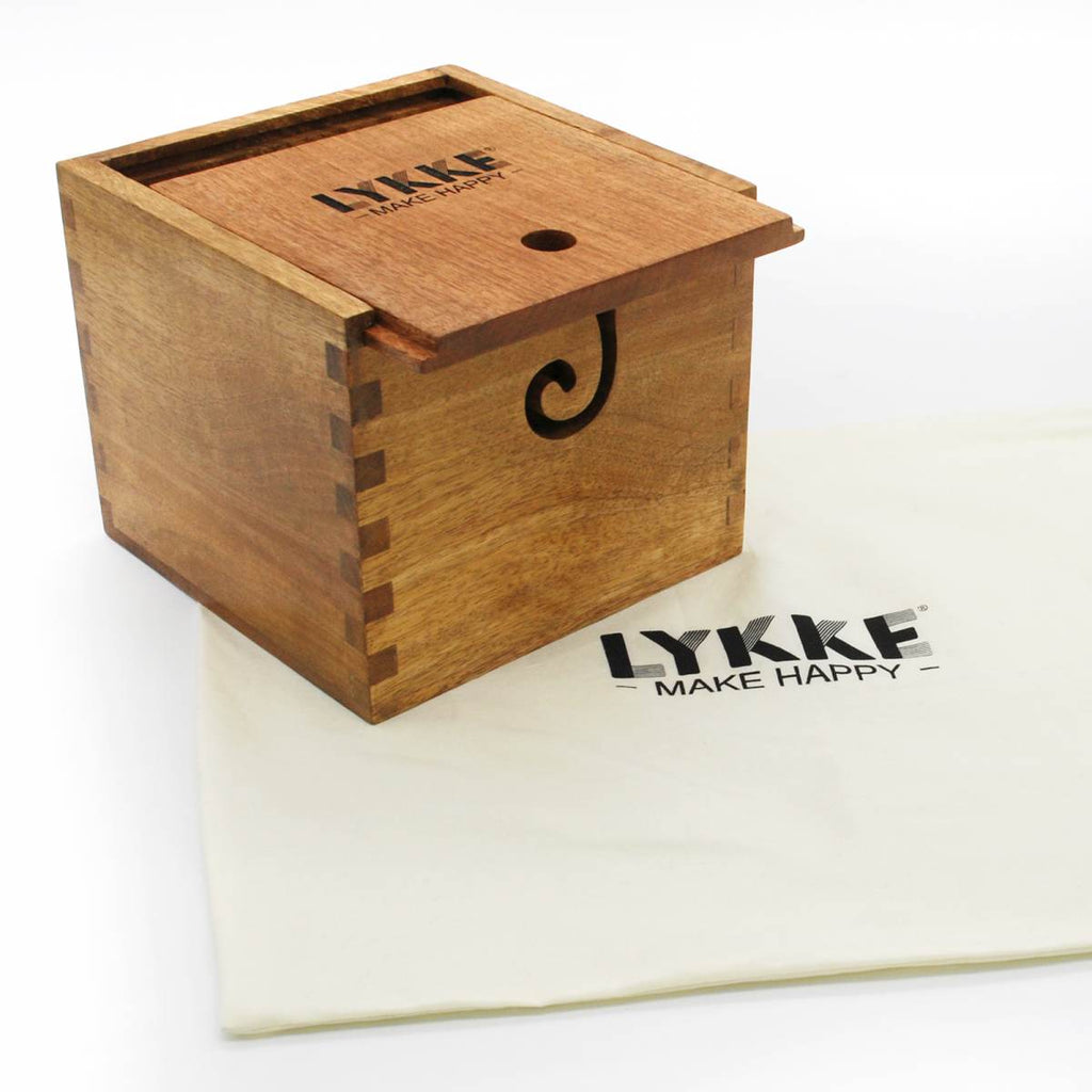 LYKKE Yarn Box with Cover - Mango Wood - The Needle Store