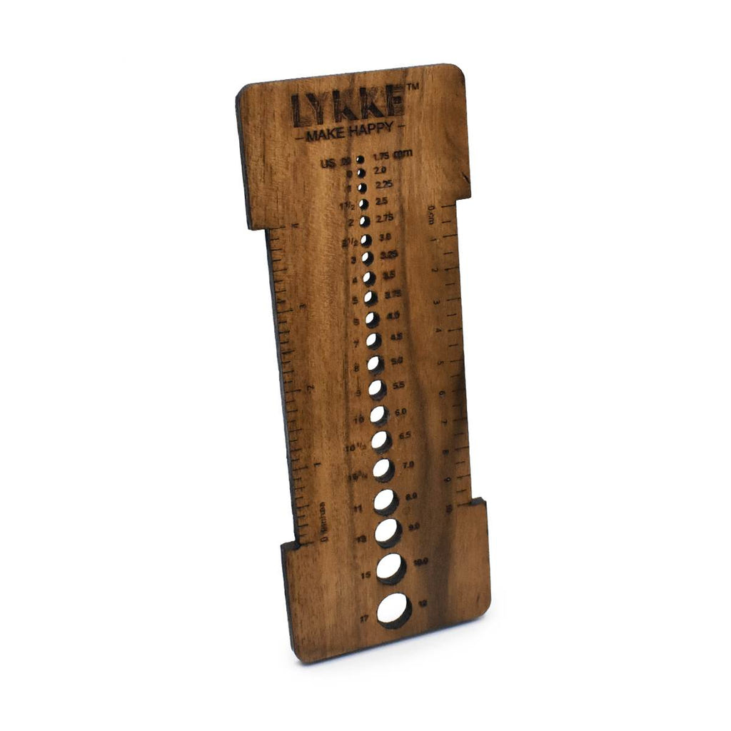 LYKKE Sienna Acacia Wood Needle Sizer and Gauge Tool - The Needle Store