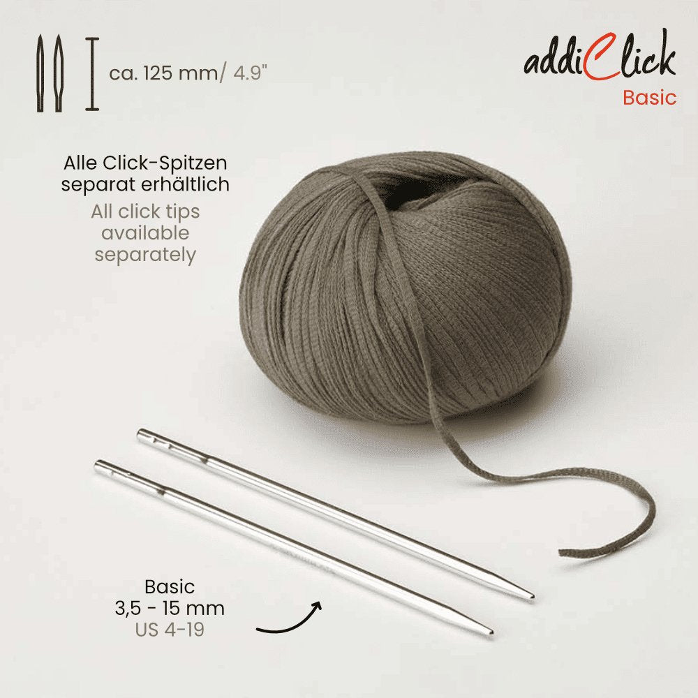 Addi Click Basic 13cm (5") Interchangeable Needles - The Needle Store
