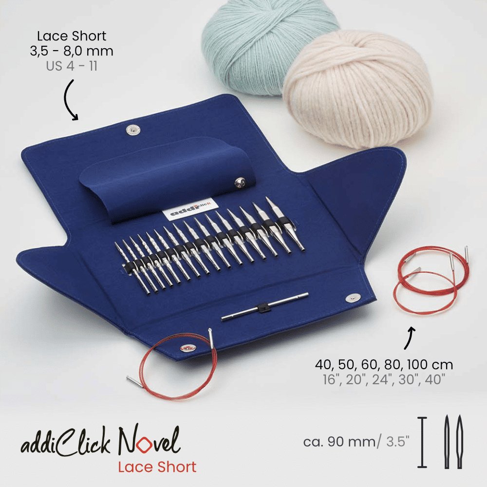 Addi Click Novel Lace Short 9cm (3.5") Interchangeable Needle Set - The Needle Store