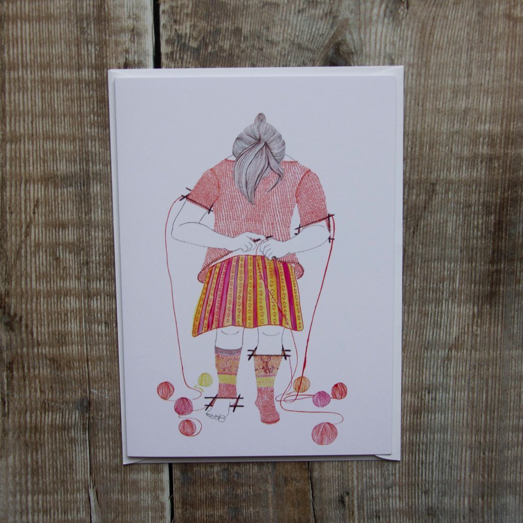 Aleks Bryd Knitster Girl Sweater & Sock Greeting Card - The Needle Store