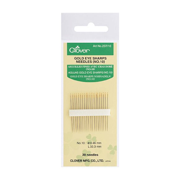 Clover Gold Eye Sharps Sewing Needles (No. 10) - The Needle Store