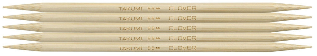 Clover Takumi® 16cm (6") Bamboo Double Pointed Needles - The Needle Store