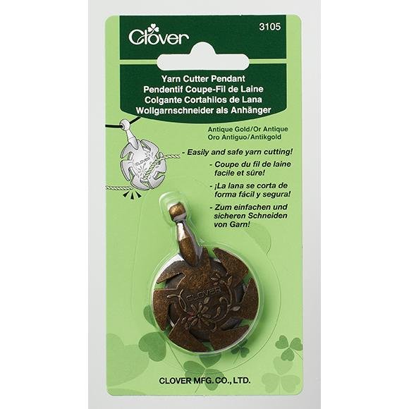 Clover Yarn Cutter Pendant (Antique Gold & Silver) - The Needle Store