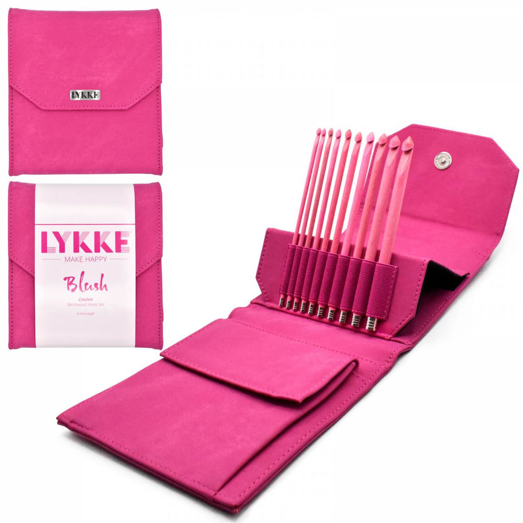 LYKKE Blush 15cm (6") Crochet Hook Set - Fuchsia Denim - The Needle Store