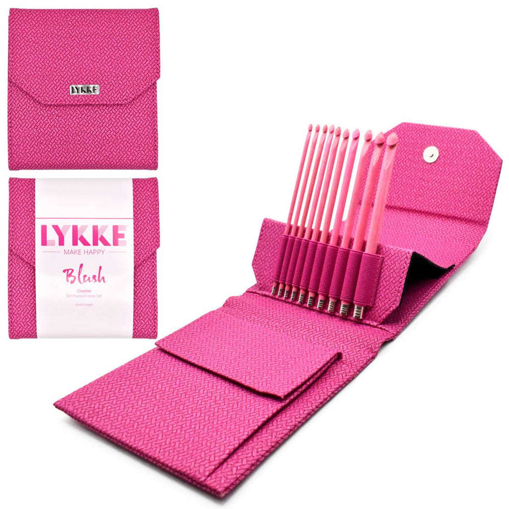 LYKKE Blush 15cm (6") Crochet Hook Set - Magenta Basketweave - The Needle Store