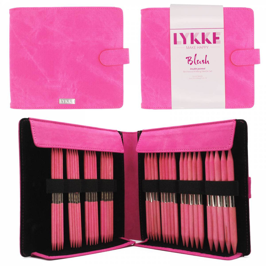 LYKKE Blush 15cm (6") Large Double Pointed Needle Set - Fuchsia Denim - The Needle Store