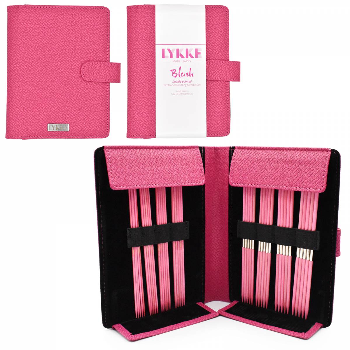 Lykke Blush Interchangeable 5 Needle Set Magenta Basketweave