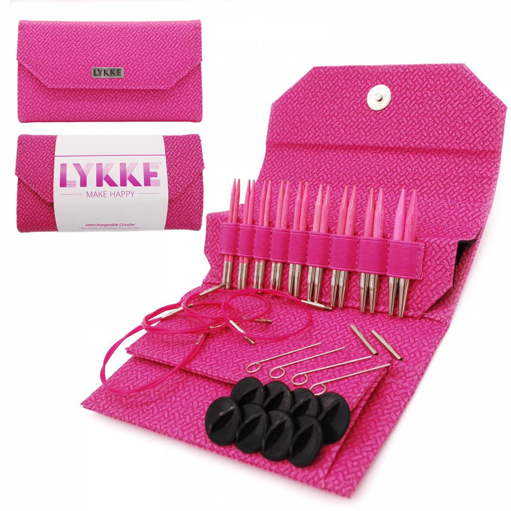 LYKKE Blush 9cm (3.5") Interchangeable Needle Set - Magenta Basketweave - The Needle Store