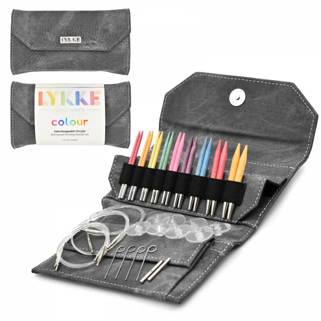 LYKKE Colour 9cm (3.5") Interchangeable Needle Set - Grey Denim Case - The Needle Store