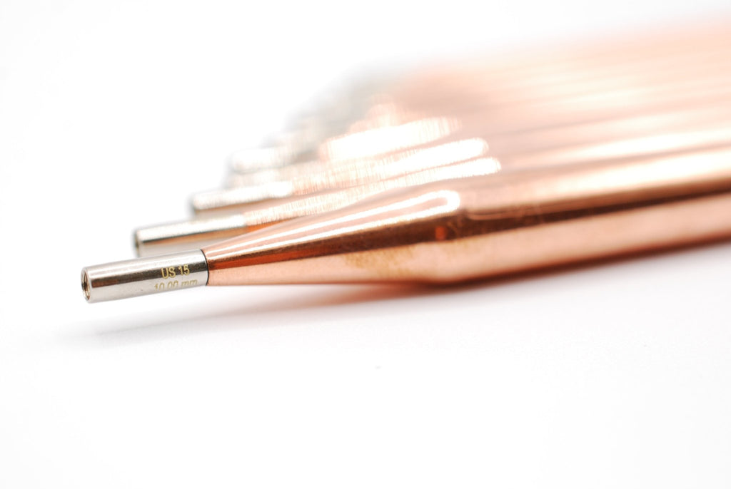 LYKKE Cypra 9cm (3.5") Copper Interchangeable Needle Set - Brown Vegan Suede - The Needle Store