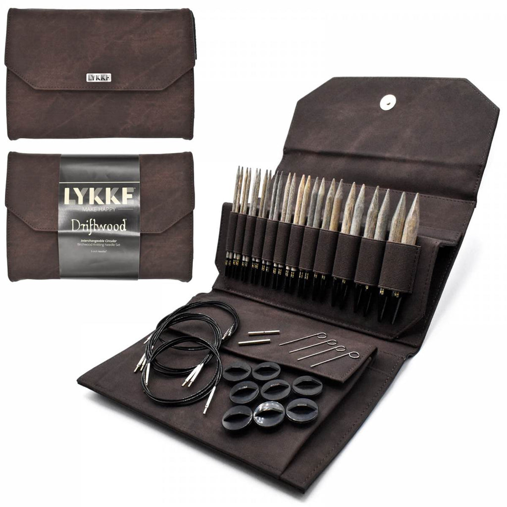 LYKKE Driftwood 13cm (5") Interchangeable Needle Set - Cacao Denim Case - The Needle Store