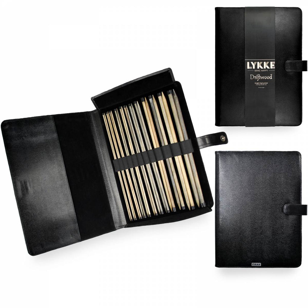 LYKKE Driftwood 35cm (14") Straight Needle Set (Faux Leather Case) - The Needle Store