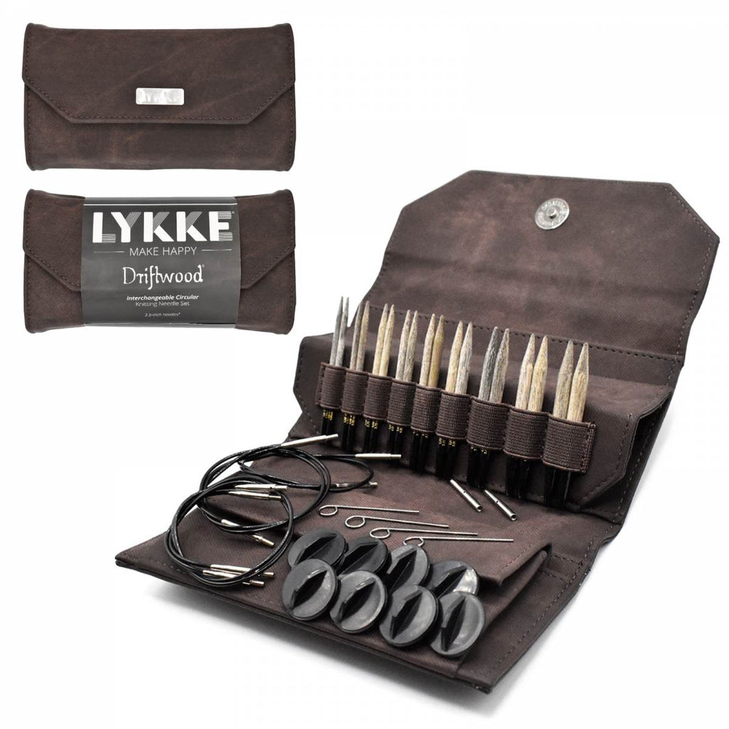 LYKKE Driftwood 9cm (3.5") Interchangeable Needle Set - Cacao Denim Case - The Needle Store