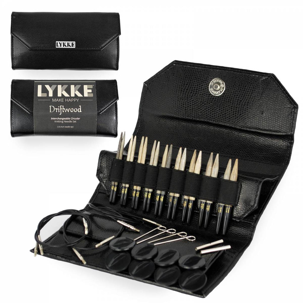 LYKKE Driftwood 9cm (3.5") Interchangeable Needle Set - Faux Leather - The Needle Store