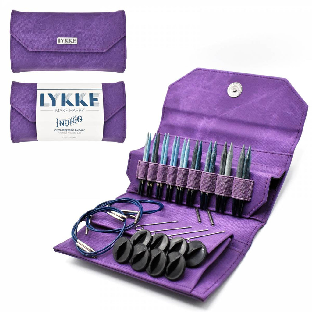 LYKKE Indigo 9cm (3.5") Interchangeable Needle Set - Violet Denim Case - The Needle Store