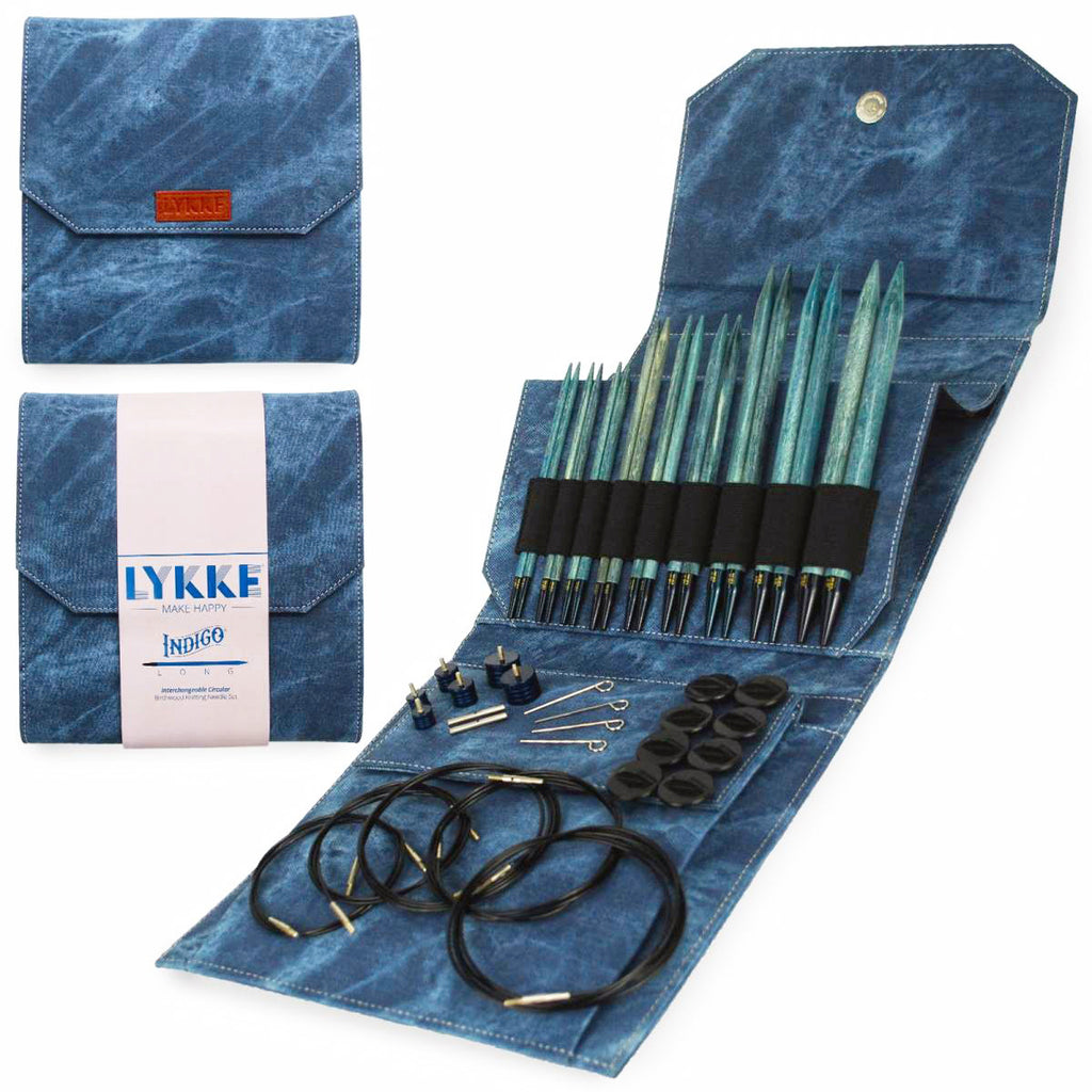Lykke Naturale - 5 Interchangeable Knitting Needle Set Tan Denim