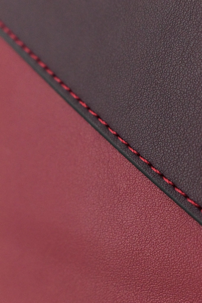LYKKE Lyra Vegan Leather Project Bag - Camel, Grey & Maroon - The Needle Store