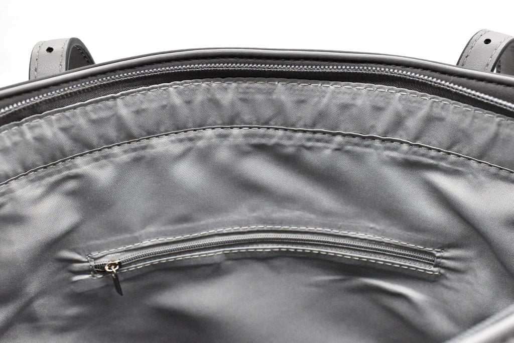 LYKKE Lyra Vegan Leather Project Bag - Camel, Grey & Maroon - The Needle Store