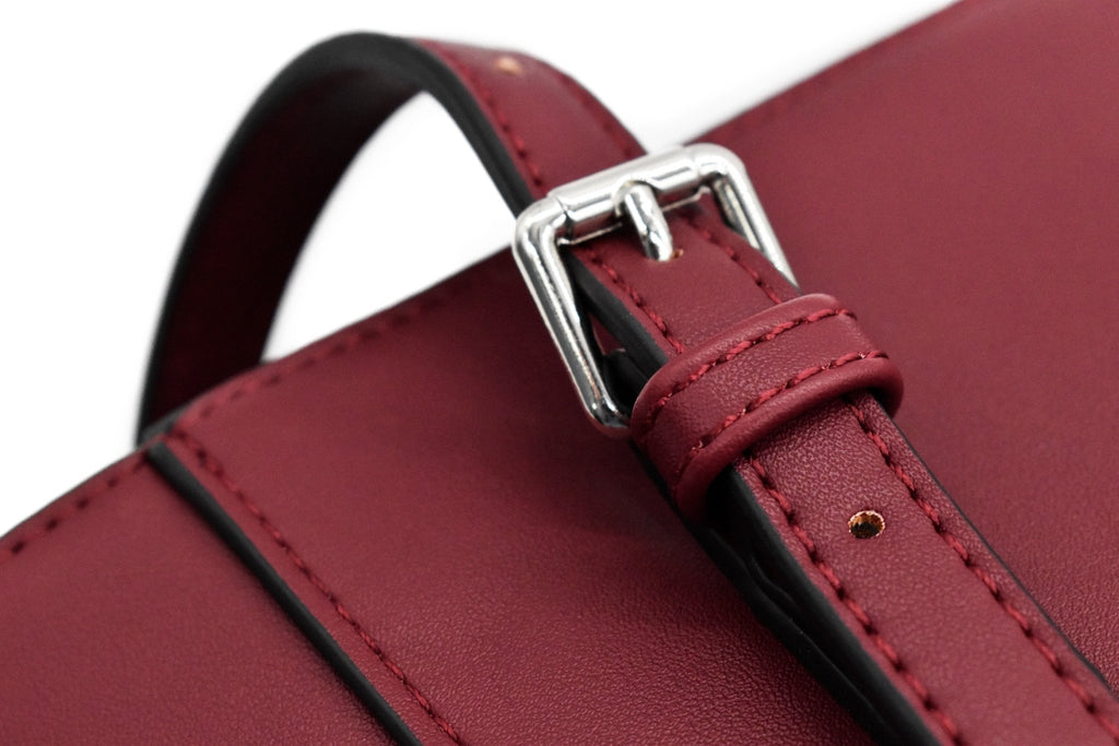 LYKKE Lyra Vegan Leather Project Bag - Camel, Grey & Maroon - The Needle Store