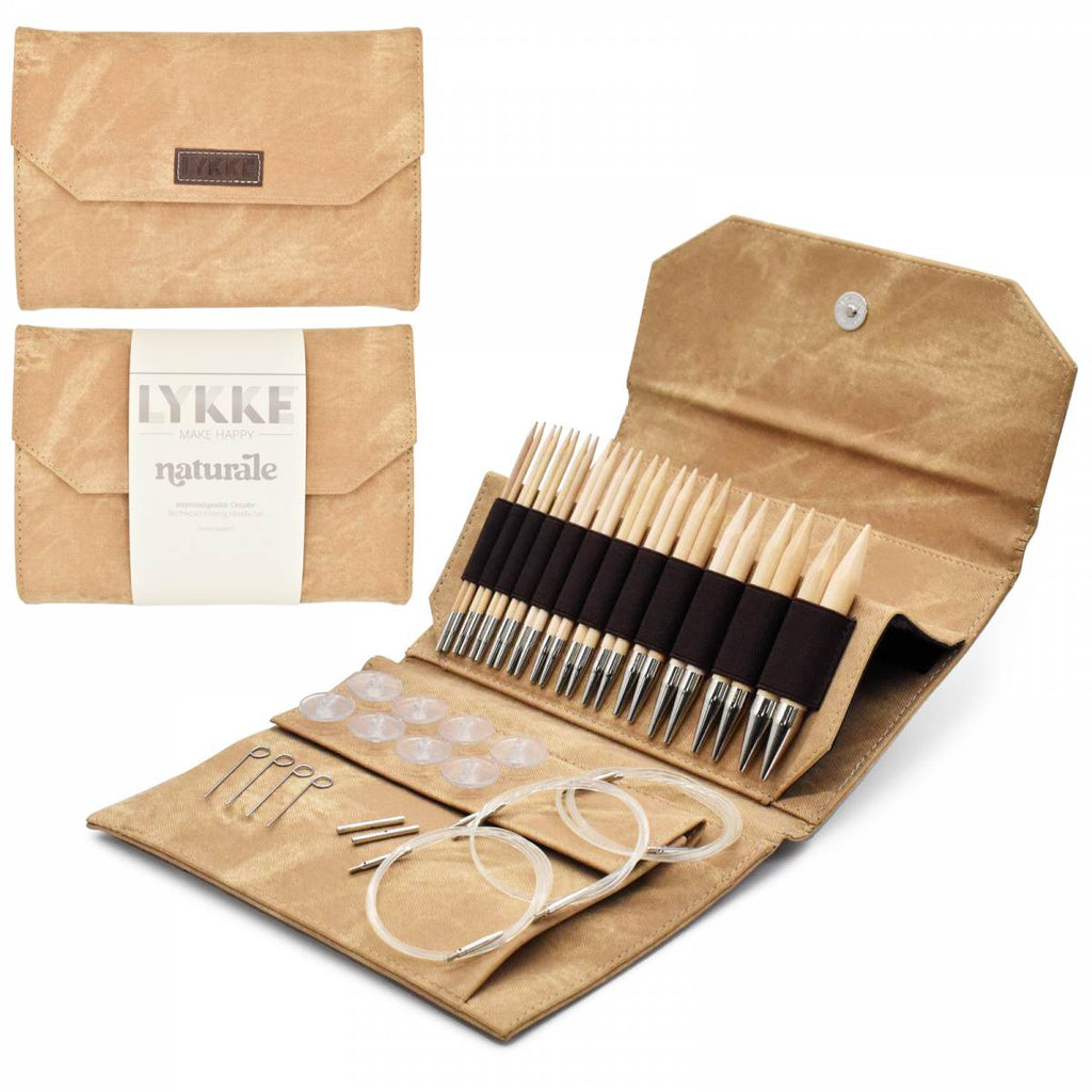 LYKKE Naturale 13cm (5") Interchangeable Needle Set - Tan Denim Case - The Needle Store
