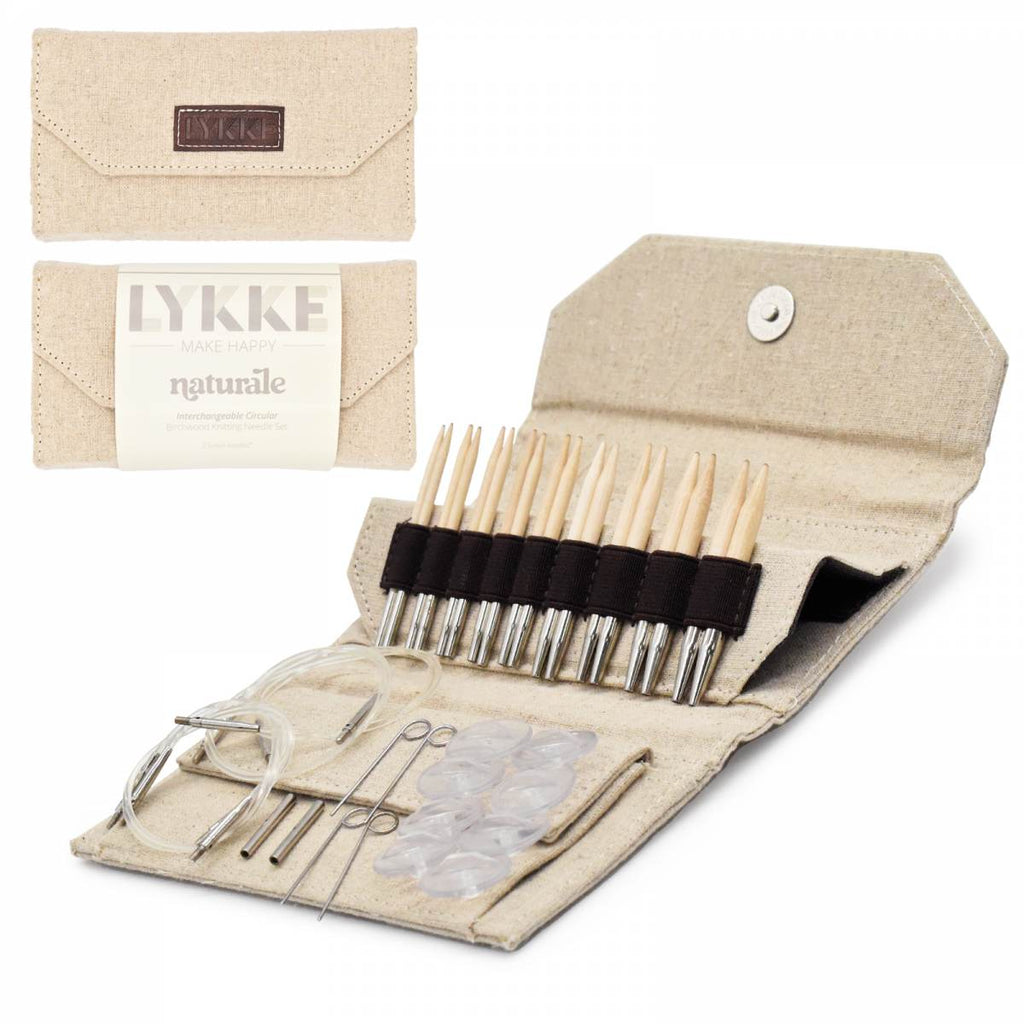 LYKKE Naturale 9cm (3.5") Interchangeable Needle Set - Beige Canvas Case - The Needle Store