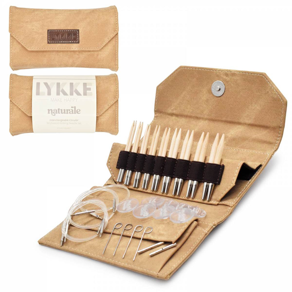 LYKKE Naturale 9cm (3.5") Interchangeable Needle Set - Tan Denim Case - The Needle Store
