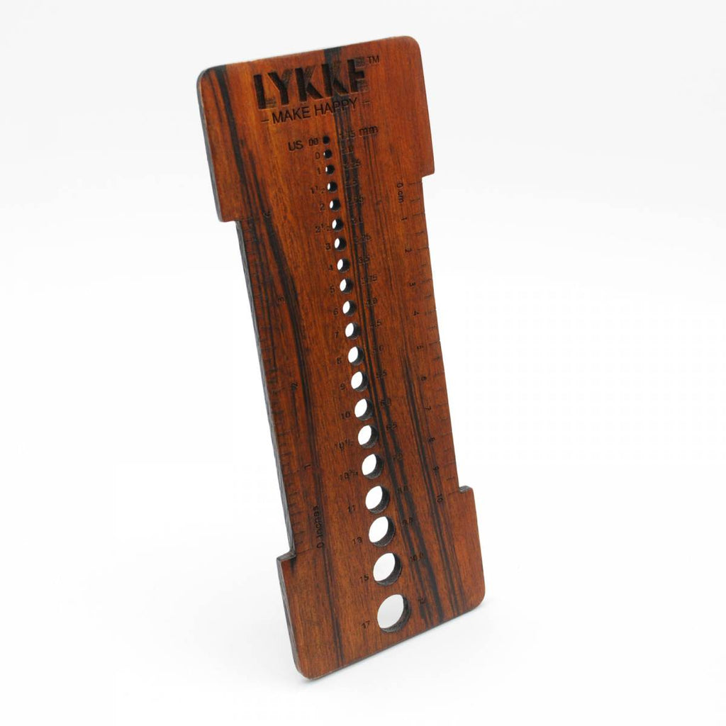 LYKKE Needle Sizer and Gauge Tool - Rose Wood - The Needle Store