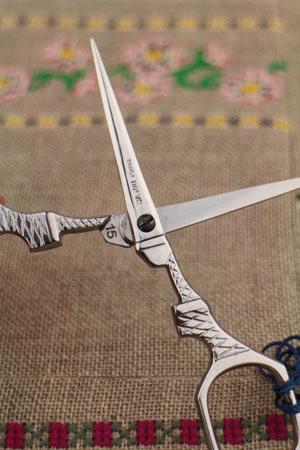 Sajou Tour Eiffel Chromed Embroidery Scissors with Blue Charm - The Needle Store