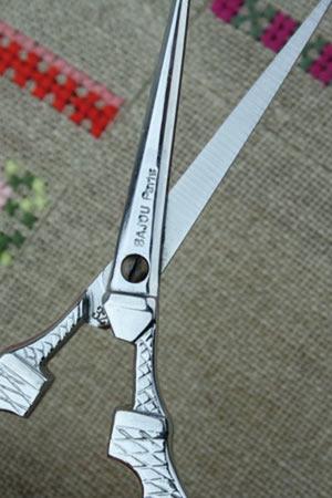 Sajou Tour Eiffel Chromed Embroidery Scissors with Pink Charm - The Needle Store