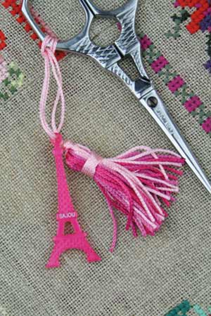 Sajou Tour Eiffel Chromed Embroidery Scissors with Pink Charm - The Needle Store