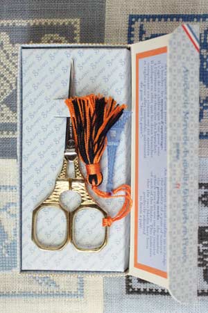 Sajou Tour Eiffel Gilded Embroidery Scissors with Blue Charm - The Needle Store