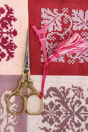 Sajou Tour Eiffel Gilded Embroidery Scissors with Pink Charm - The Needle Store