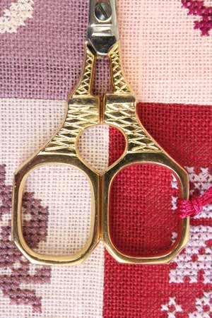 Sajou Tour Eiffel Gilded Embroidery Scissors with Pink Charm - The Needle Store
